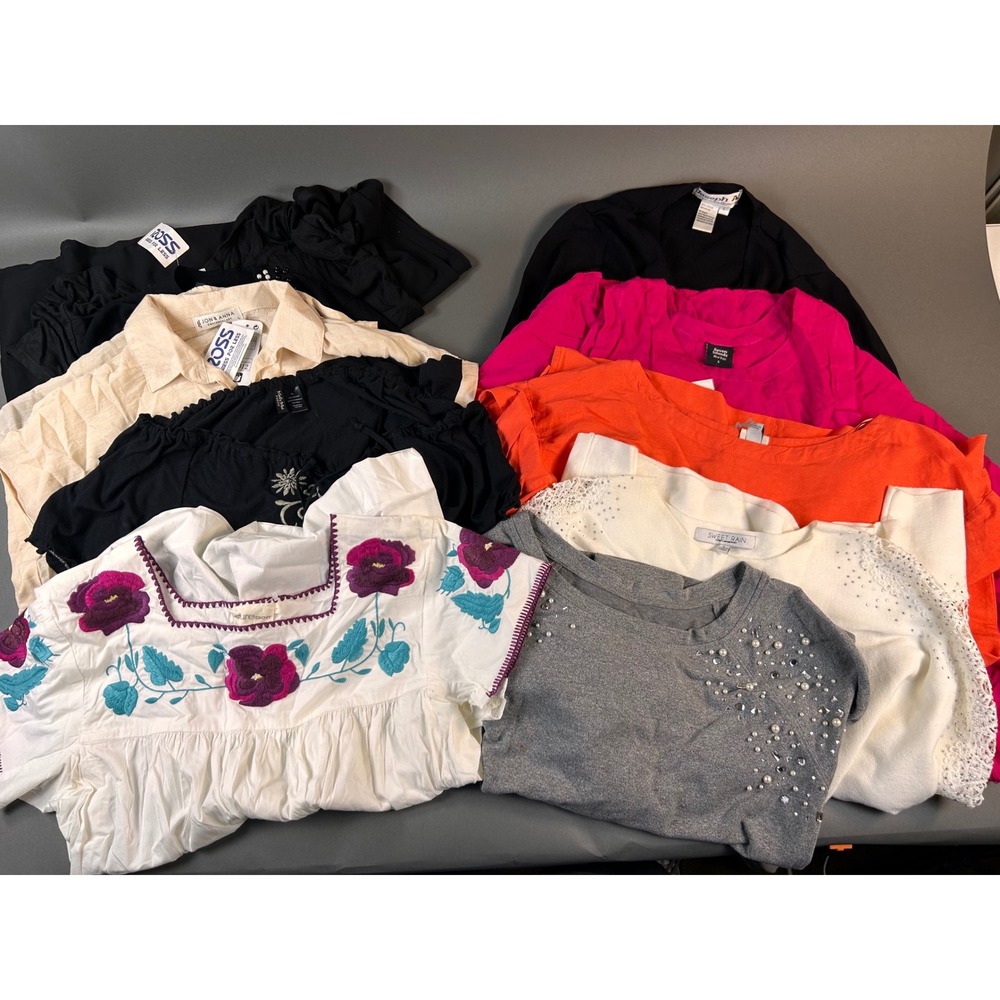 Lot of 10 Womens Large Tops Blouses Shirts‎ Jon & Anna Pure DKNY Embroidered